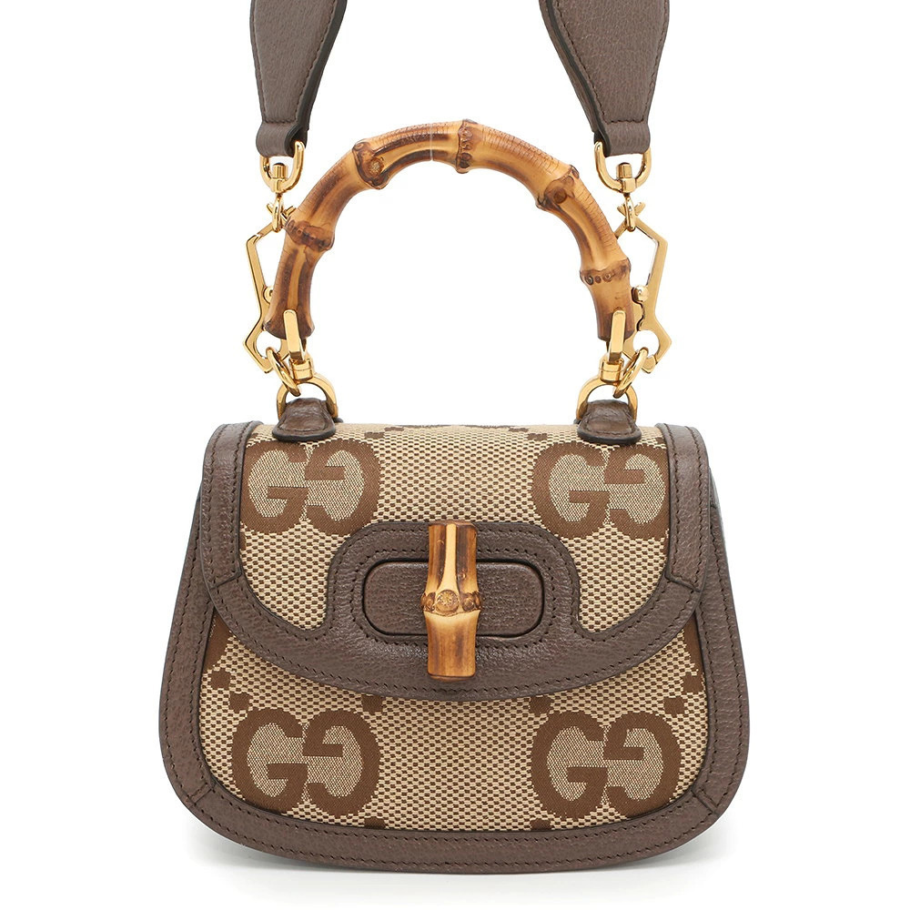 Gucci Bamboo Jumbo GG Top Handle Handbag Bag